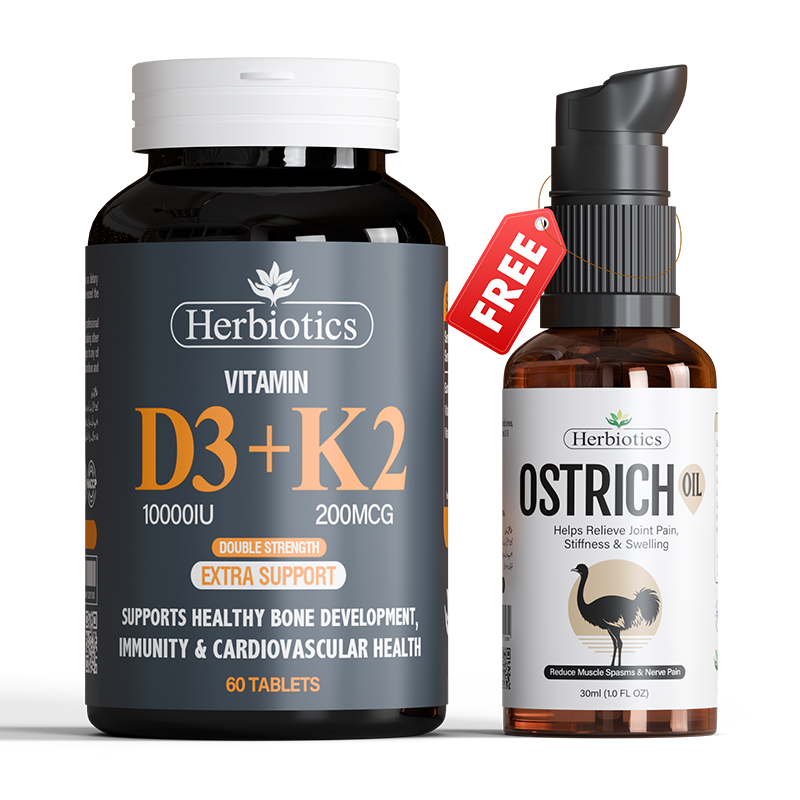 Vitamin D3 + K2 10000 IU + Free Ostrich Oil